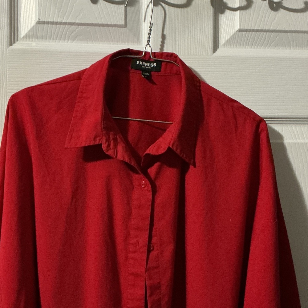 Express Vibrant Red Collared Shirt - Picture 2 of 6